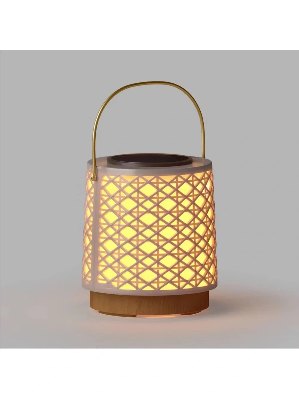 Rattan Battery/Solar LED Outdoor Lantern Heathered White Threshold Studio McGee